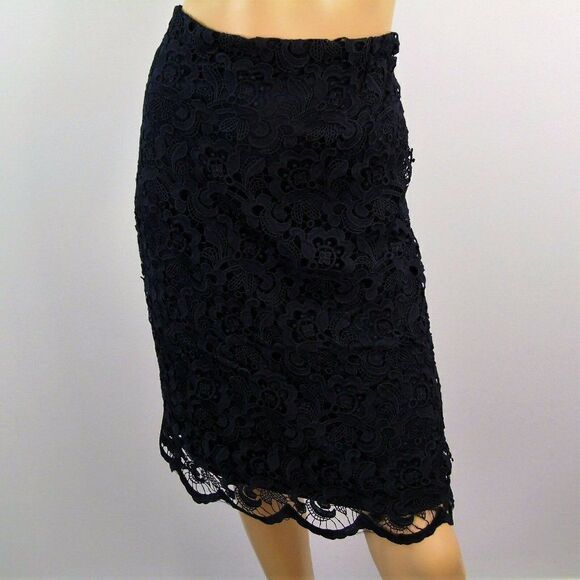 NUE OPTIONS Black Floral Battenberg Lace Skirt - Picture 1 of 7